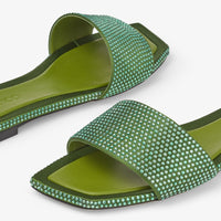 Sandales Clovis plates en satin à cristaux - Matcha & Matcha