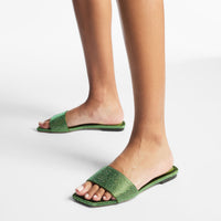 Sandales Clovis plates en satin à cristaux - Matcha & Matcha