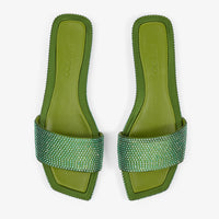 Sandales Clovis plates en satin à cristaux - Matcha & Matcha