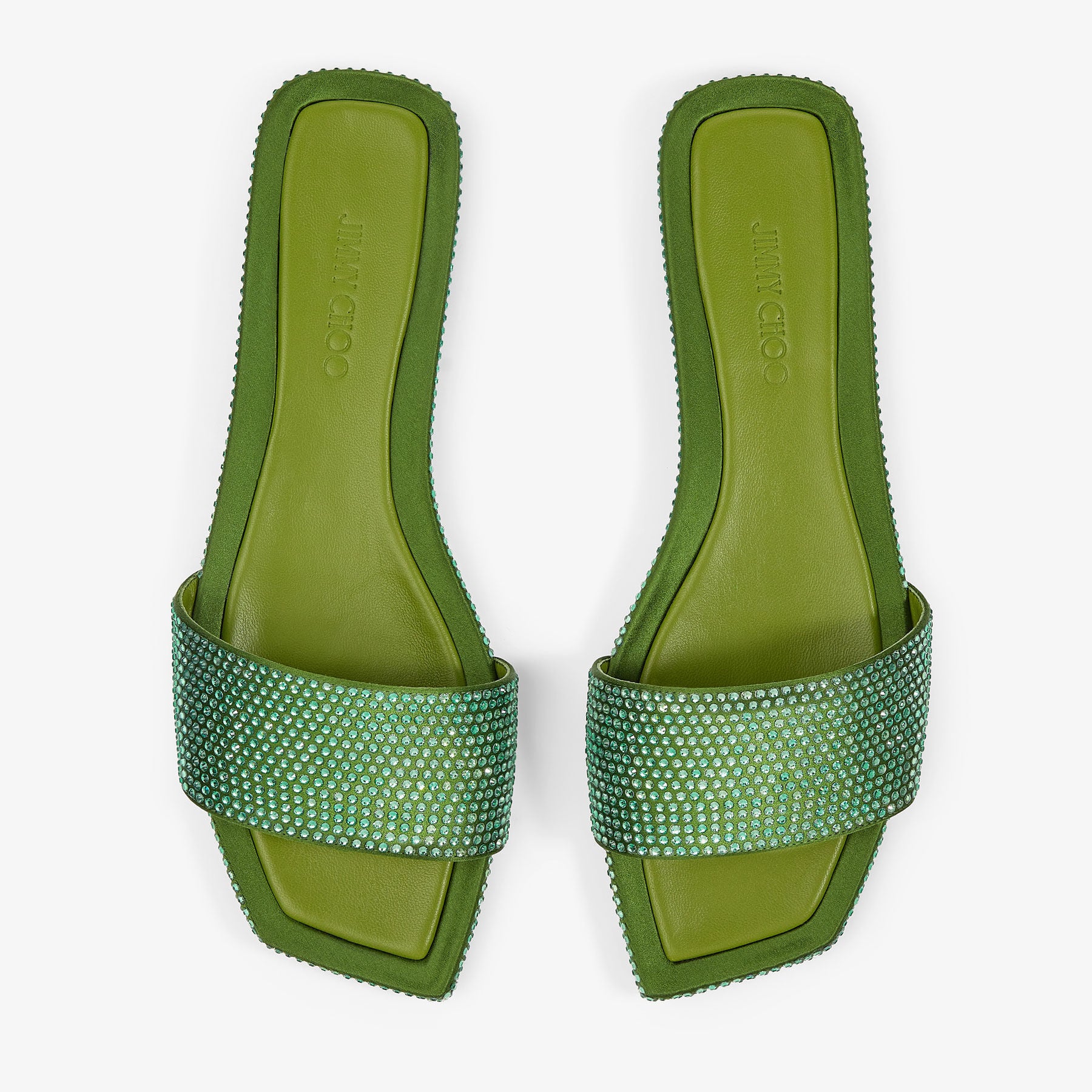 Sandales Clovis plates en satin à cristaux - Matcha & Matcha
