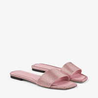 Sandales Clovis plates en satin à cristaux - Rose & Rose