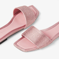 Sandales Clovis plates en satin à cristaux - Rose & Rose