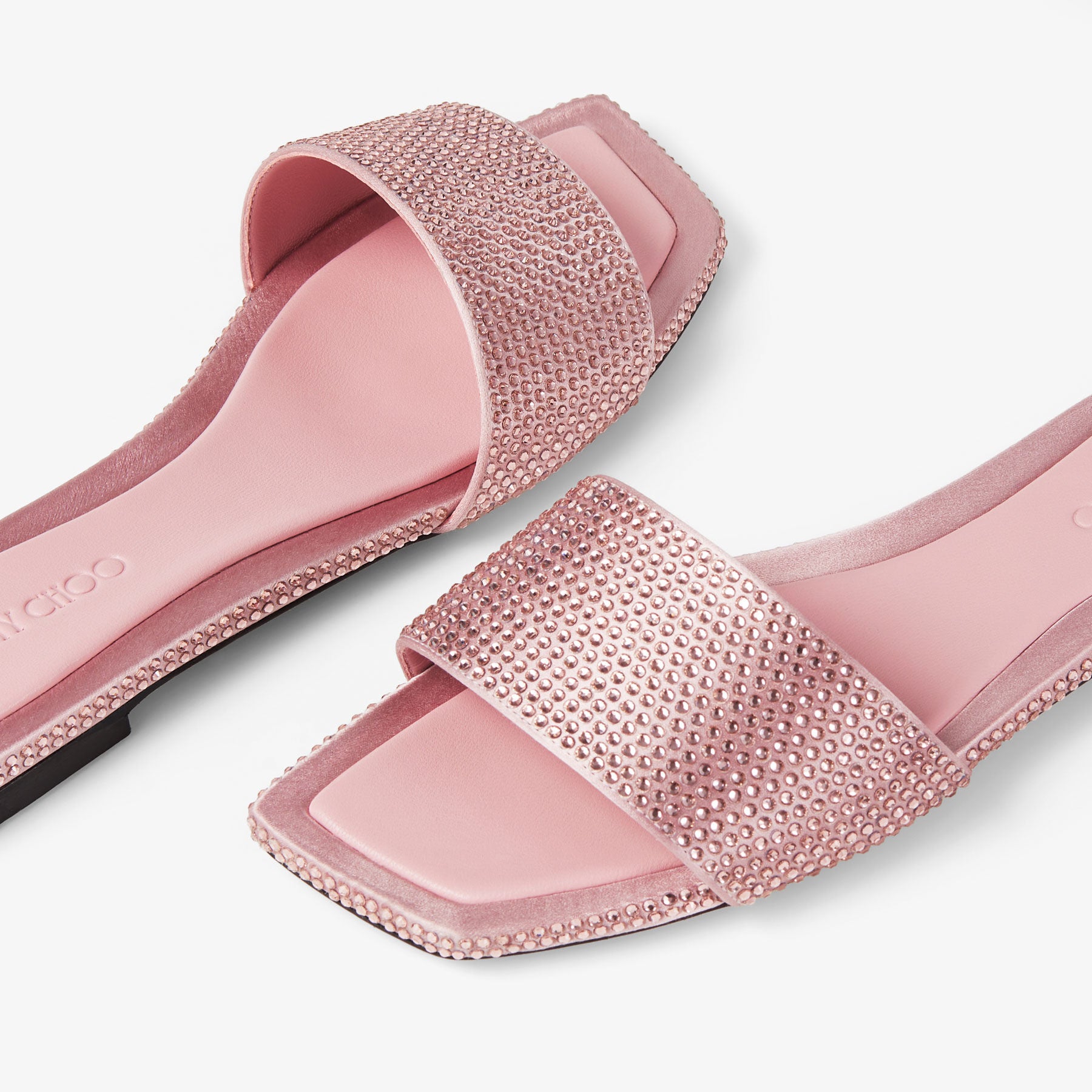 Sandales Clovis plates en satin à cristaux - Rose & Rose