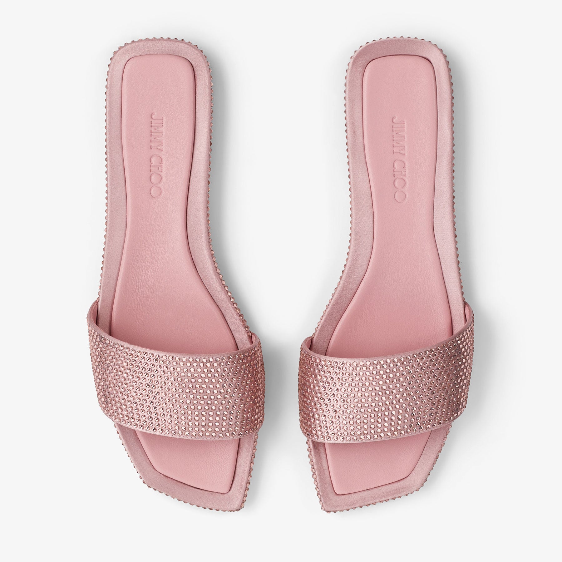 Sandales Clovis plates en satin à cristaux - Rose & Rose