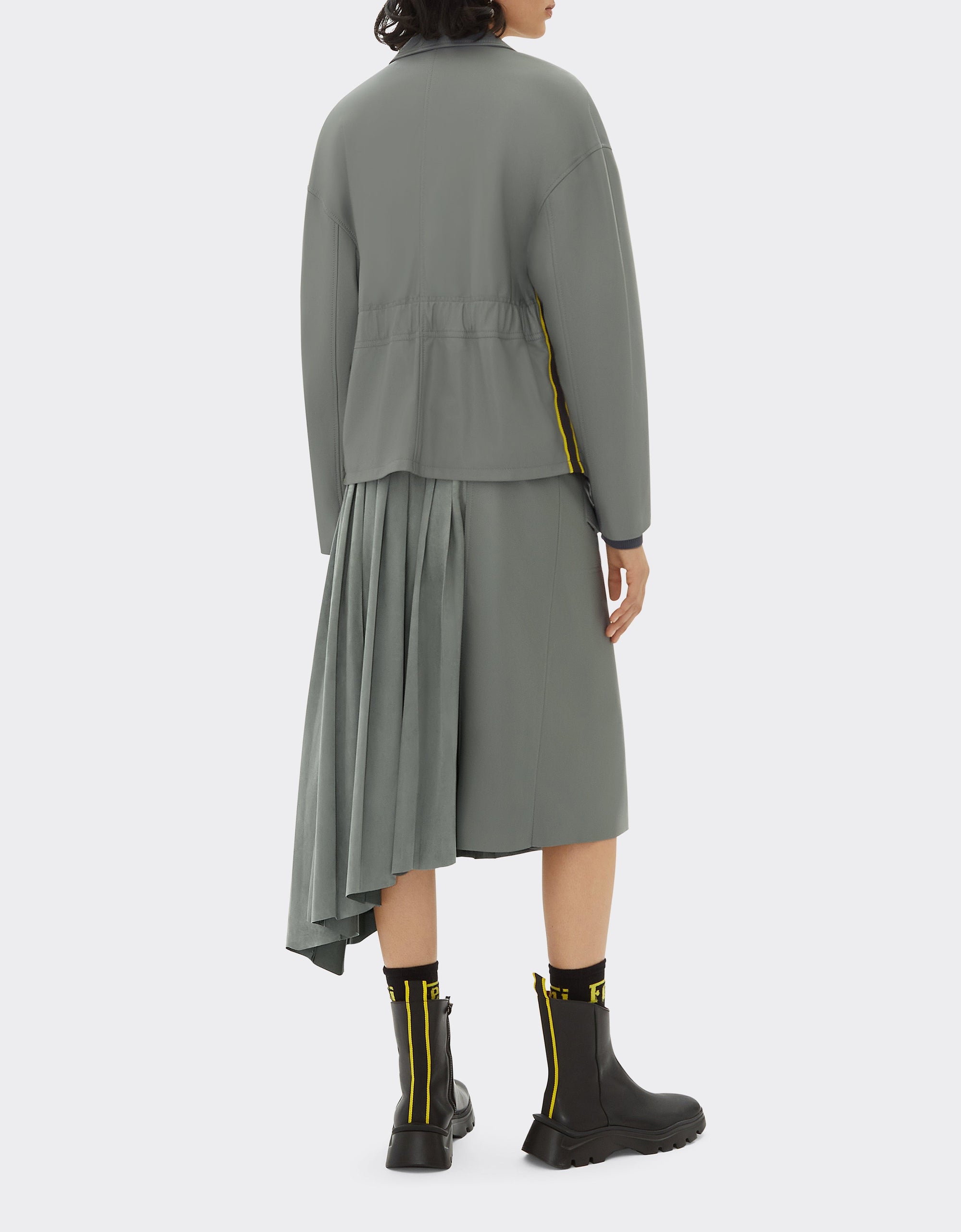 Veste droite en cuir - Grigio