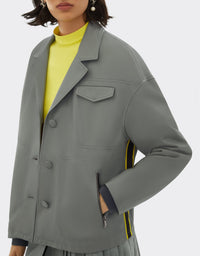 Veste droite en cuir - Grigio