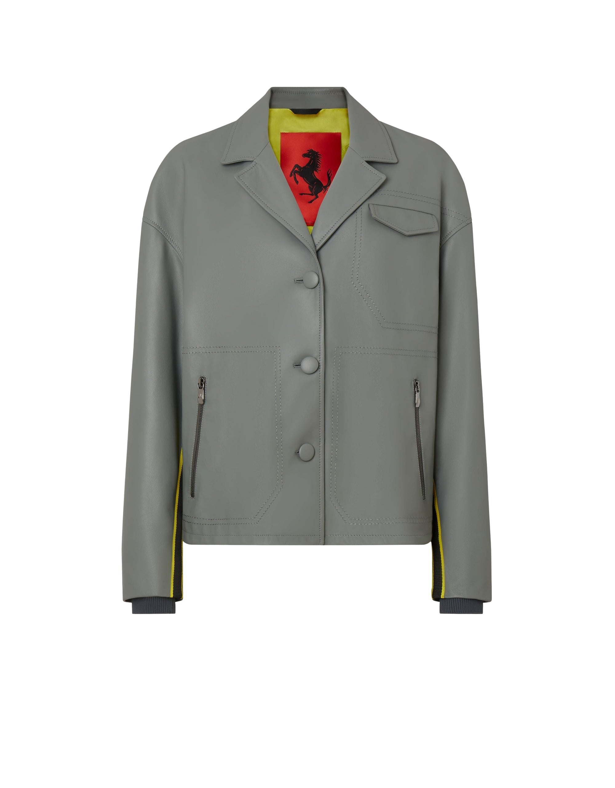 Veste droite en cuir - Grigio