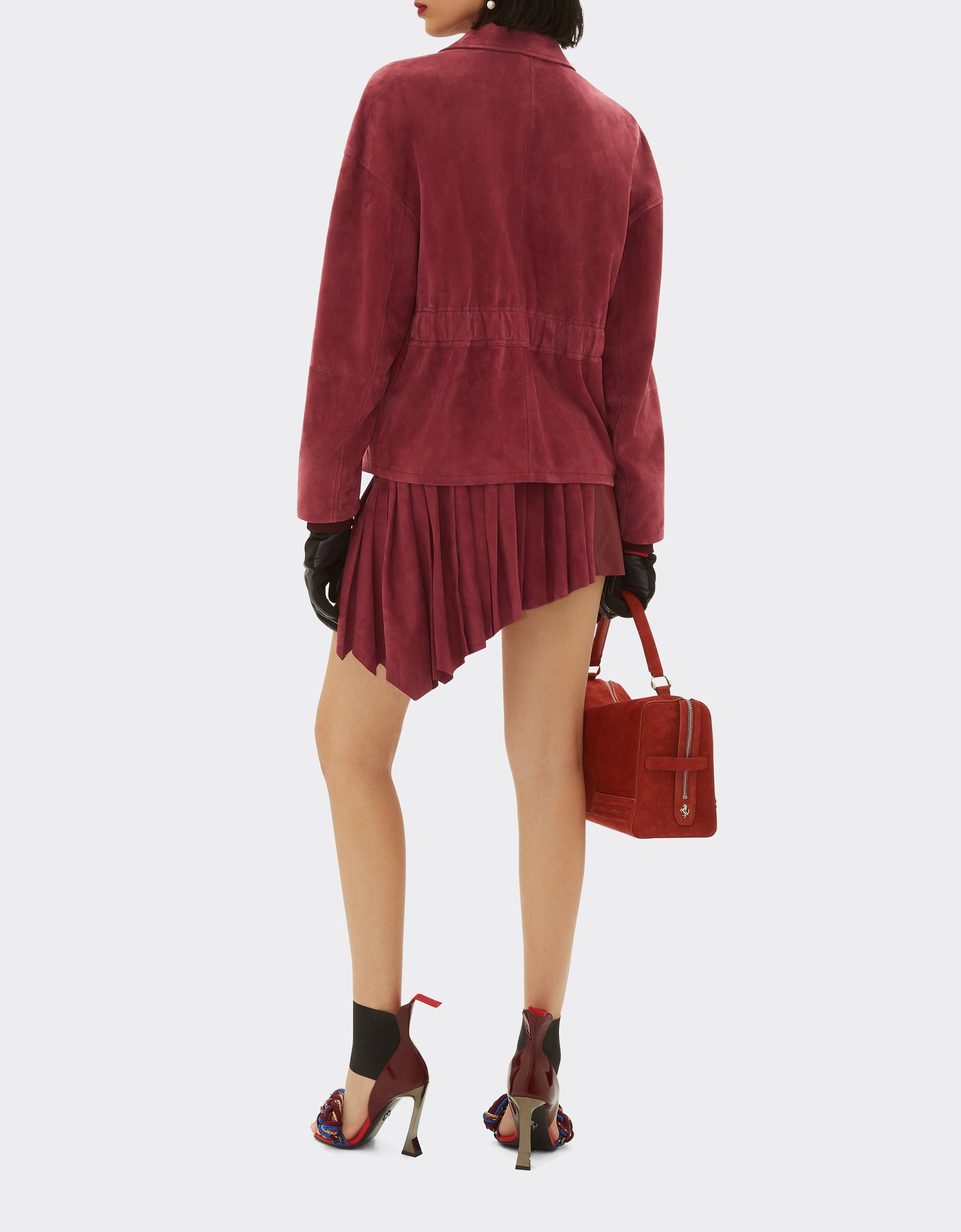 Suede straight jacket - Bordeaux