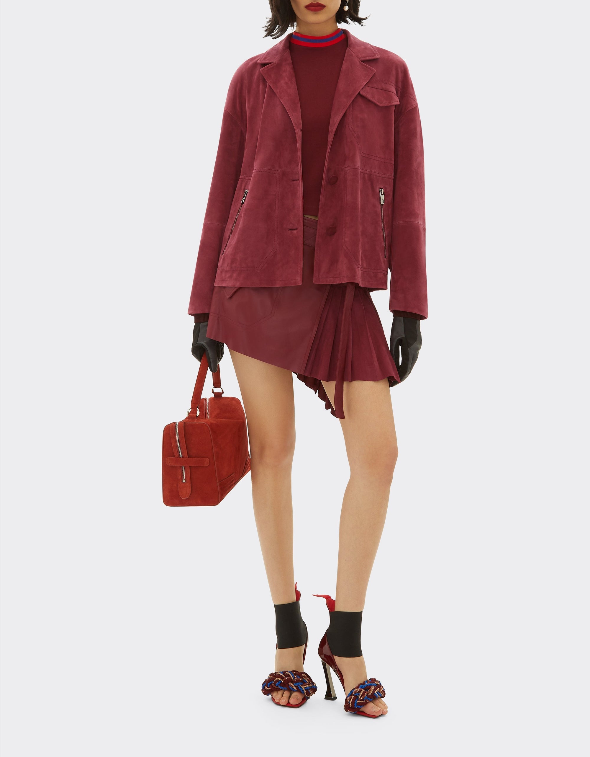 Suede straight jacket - Bordeaux