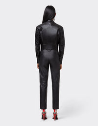 Veste col chemise en cuir - Nero