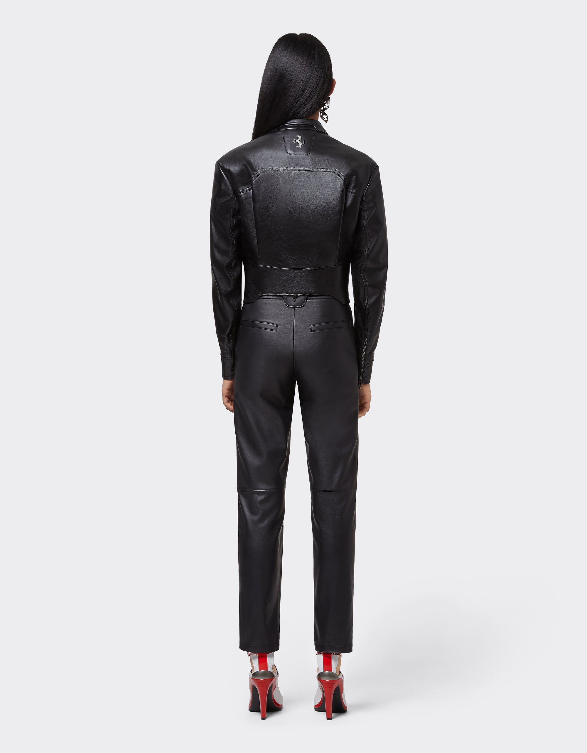 Veste col chemise en cuir - Nero