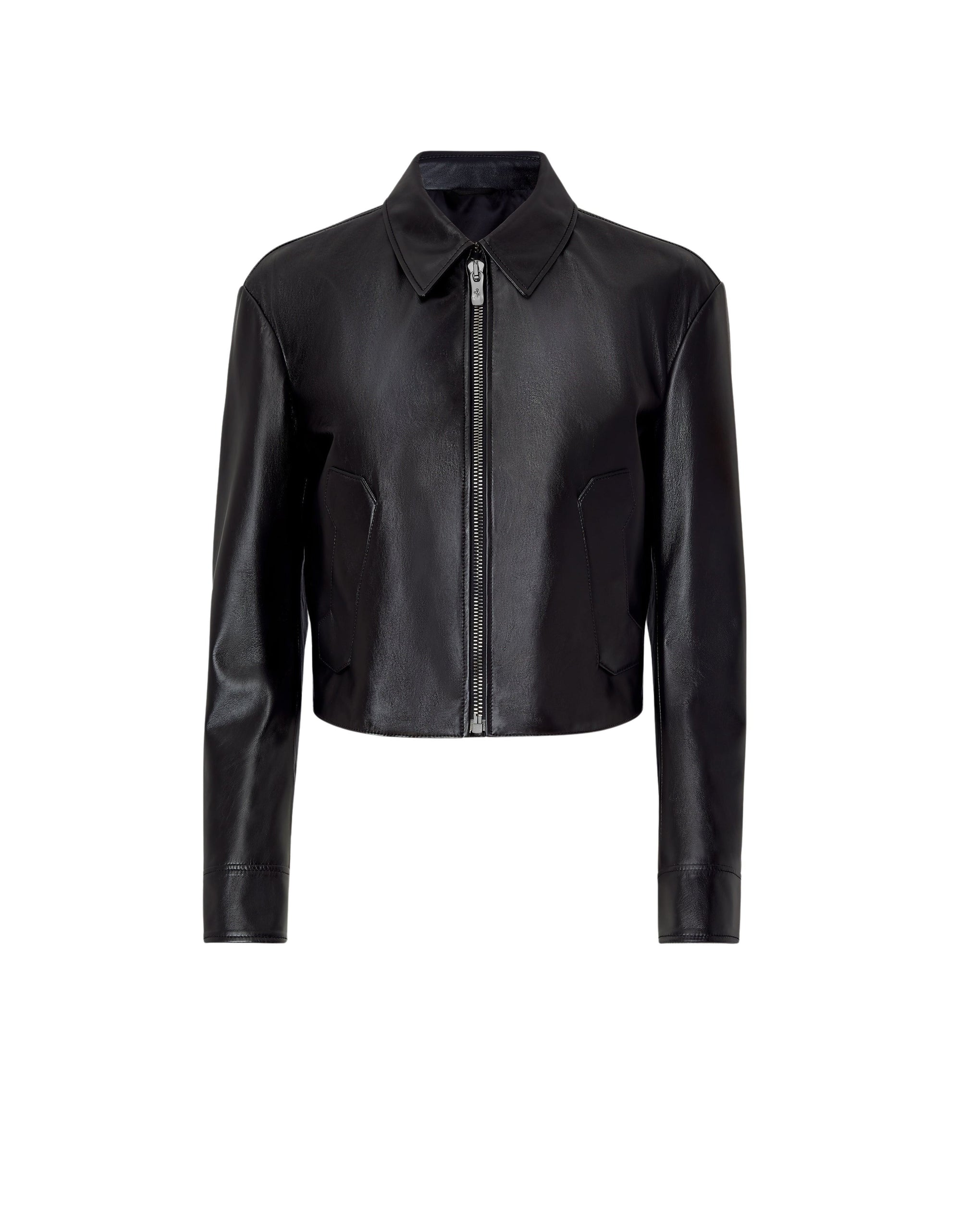 Veste col chemise en cuir - Nero