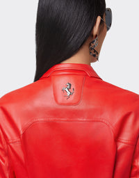 Veste col chemise en cuir - Rosso Dino