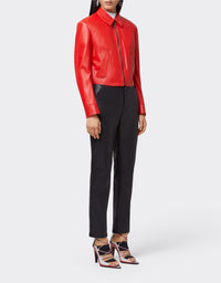 Veste col chemise en cuir - Rosso Dino