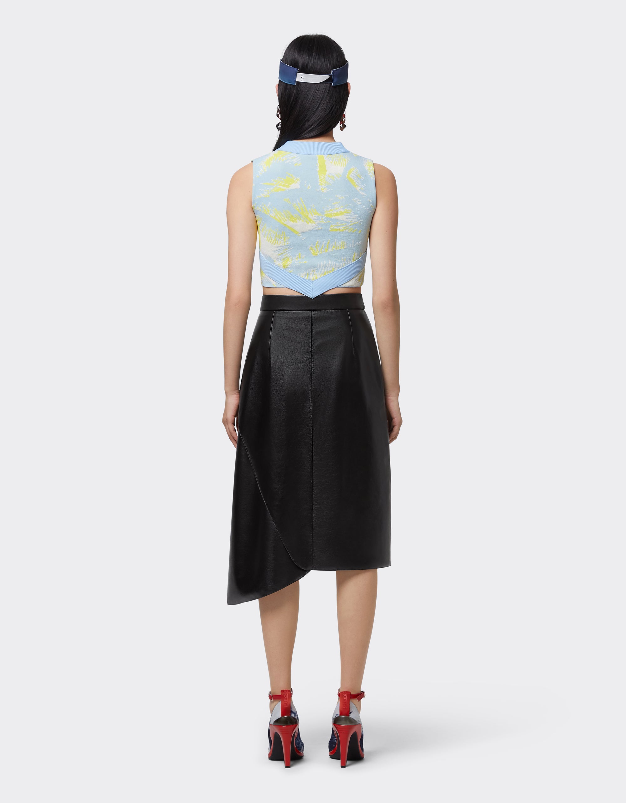 Asymmetrical leather skirt - Nero