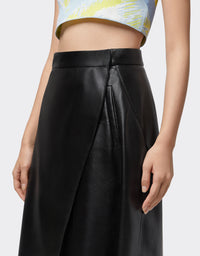 Asymmetrical leather skirt - Nero