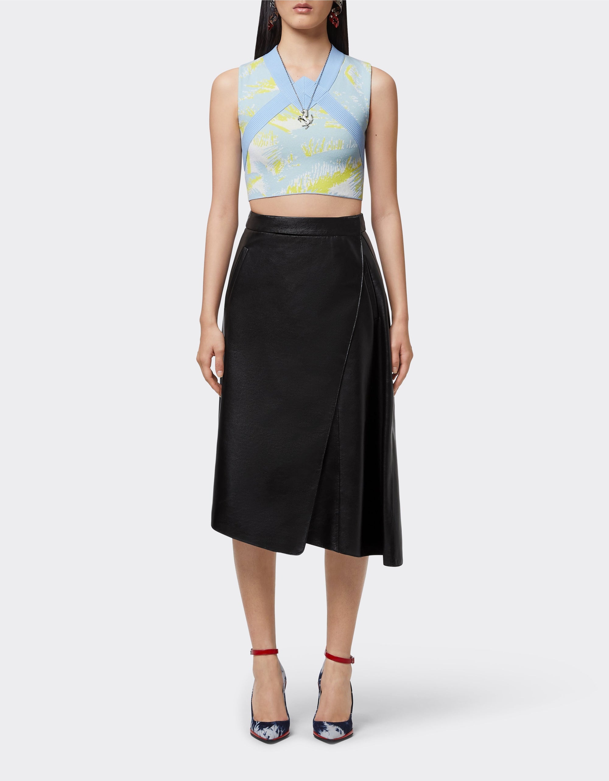 Asymmetrical leather skirt - Nero