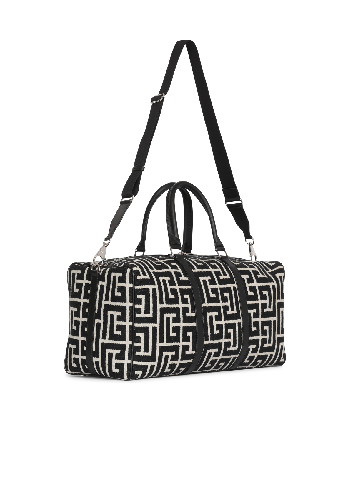 Sac de voyage en jacquard maxi monogramme - Ivoire & Noir