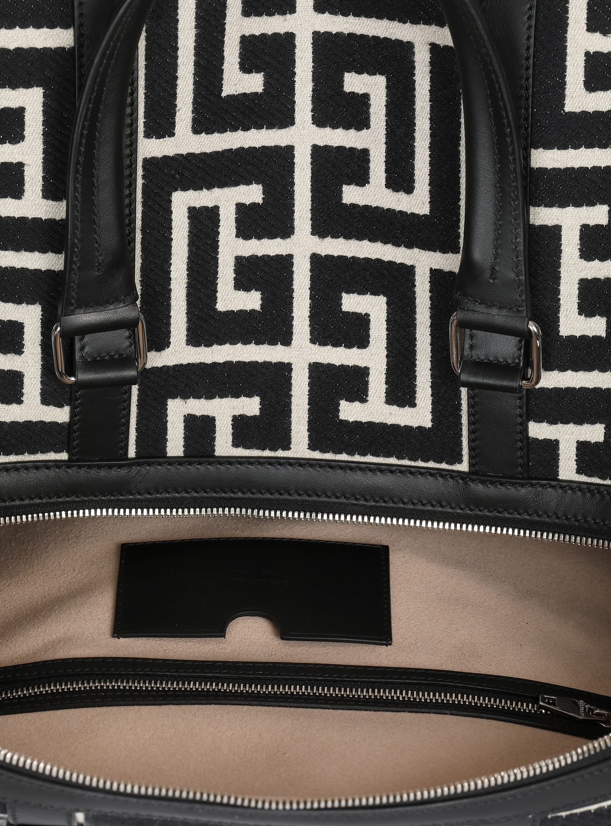 Sac de voyage en jacquard maxi monogramme - Ivoire & Noir