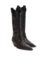 Bottes dan en cuir patchwork - Noir
