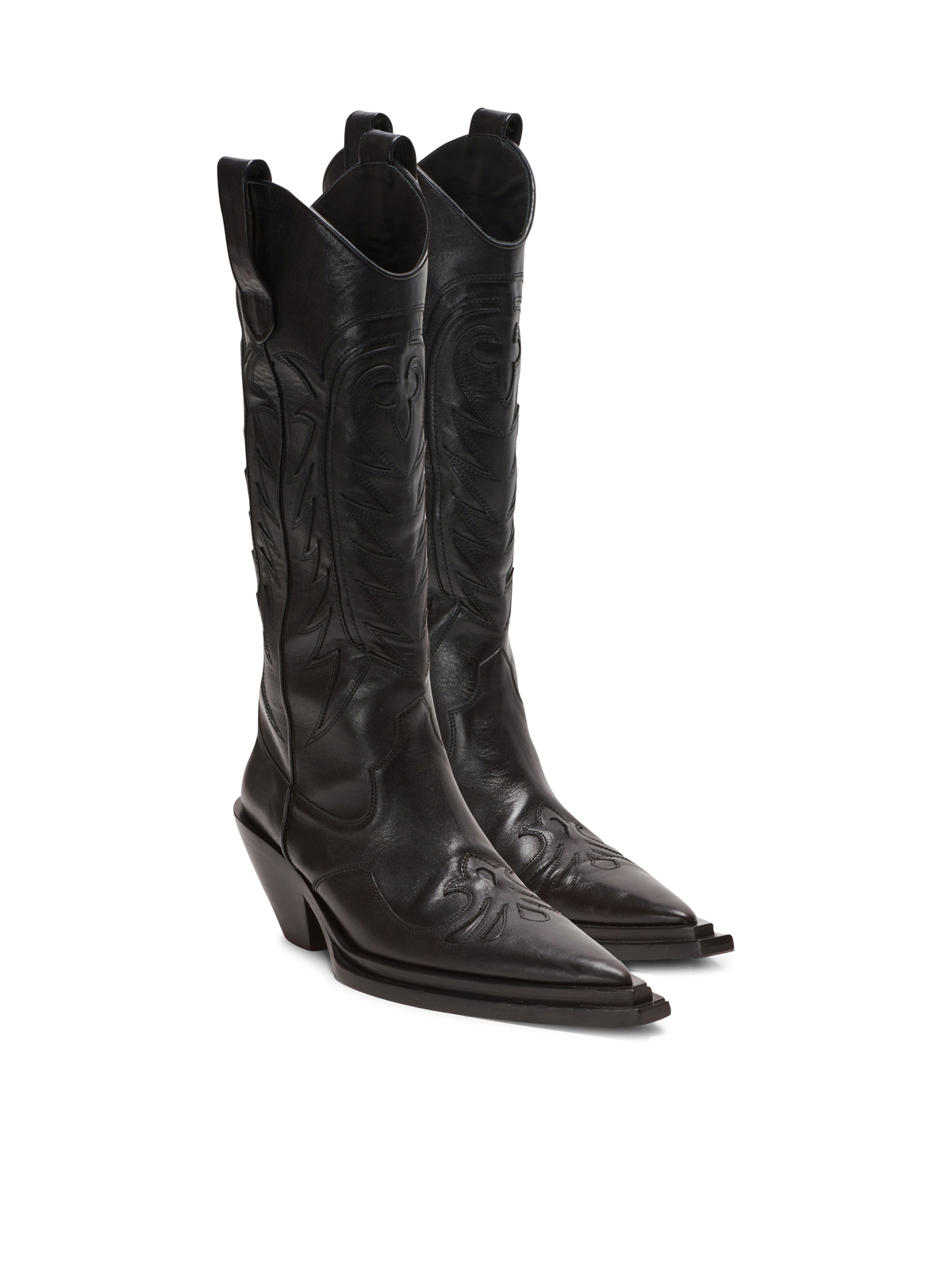Bottes dan en cuir patchwork - Noir