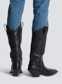 Bottes dan en cuir patchwork - Noir
