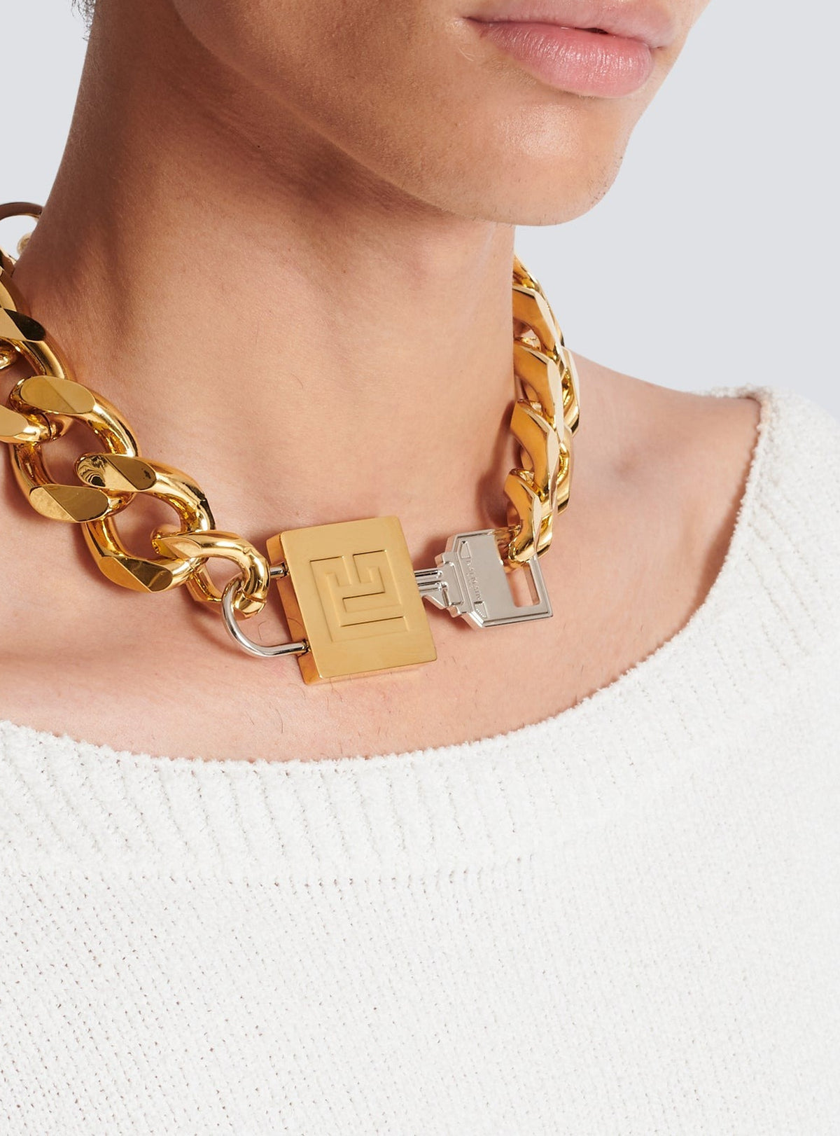 Collier cadenas Key & Lock en laiton - Or
