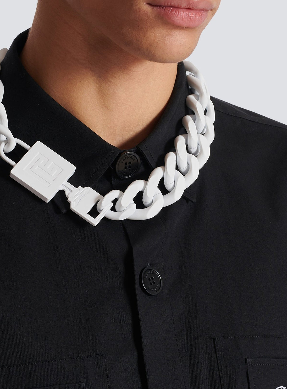 Collier cadenas Key & Lock en laiton - Blanc