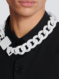 Collier cadenas Key & Lock en laiton - Blanc
