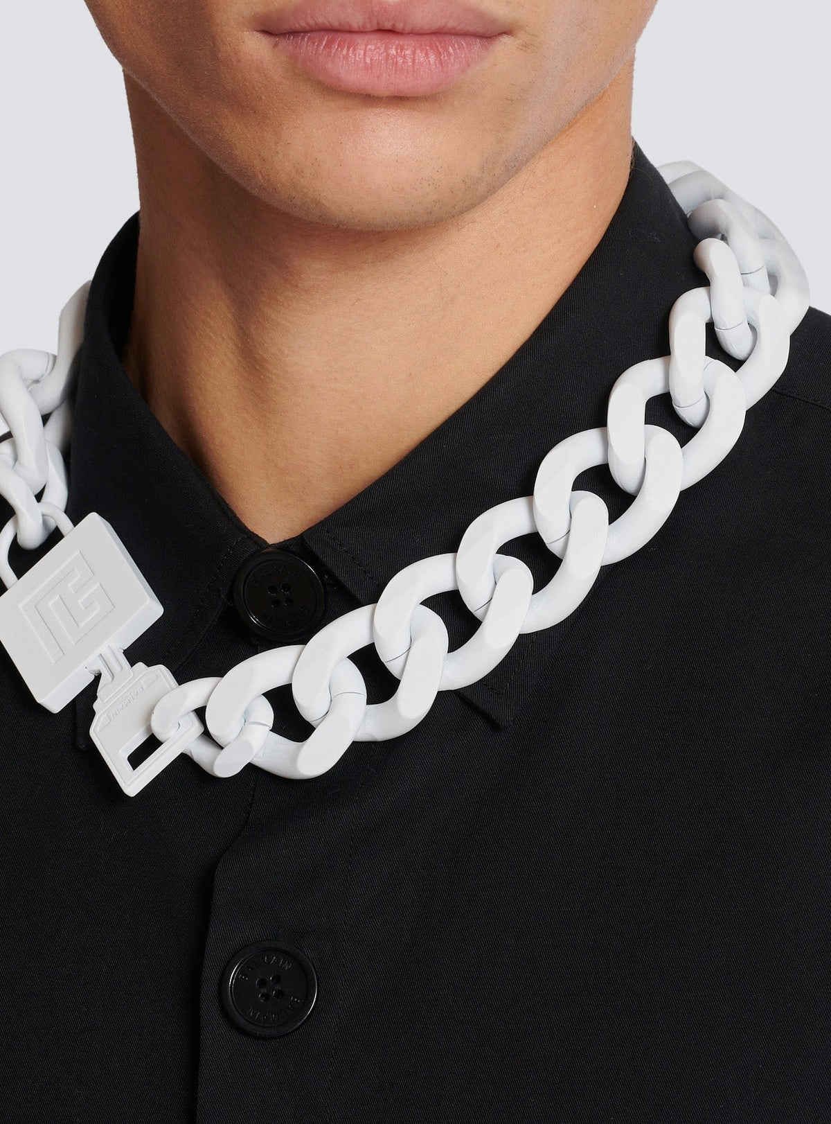 Collier cadenas Key & Lock en laiton - Blanc
