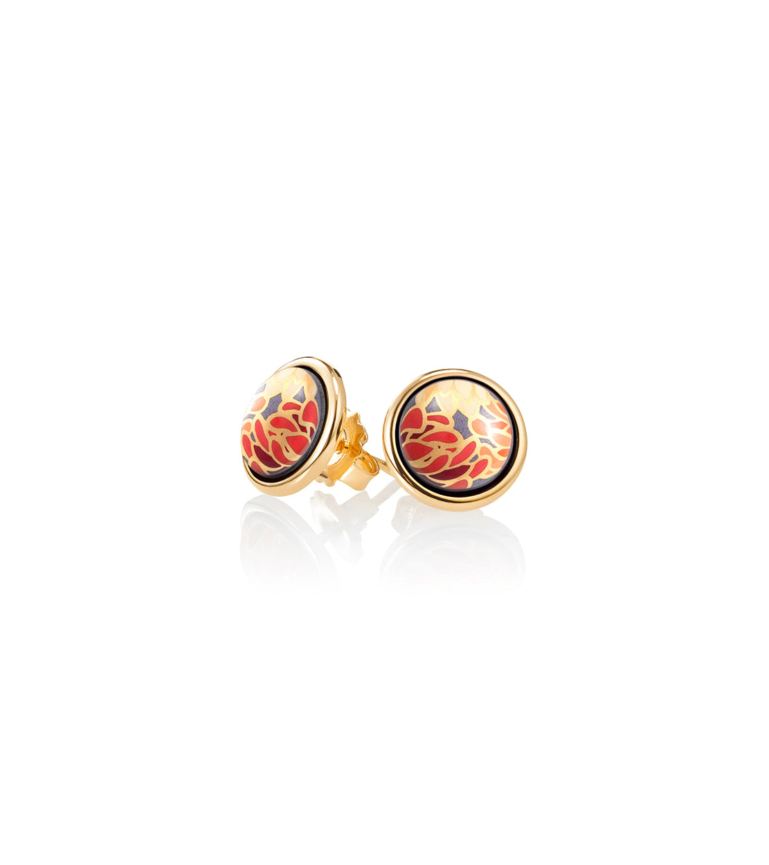 Boucles d'oreilles Cabochon plaqué à l'or 24 carats - Orange & Or