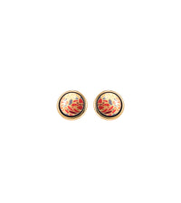 Boucles d'oreilles Cabochon plaqué à l'or 24 carats - Orange & Or