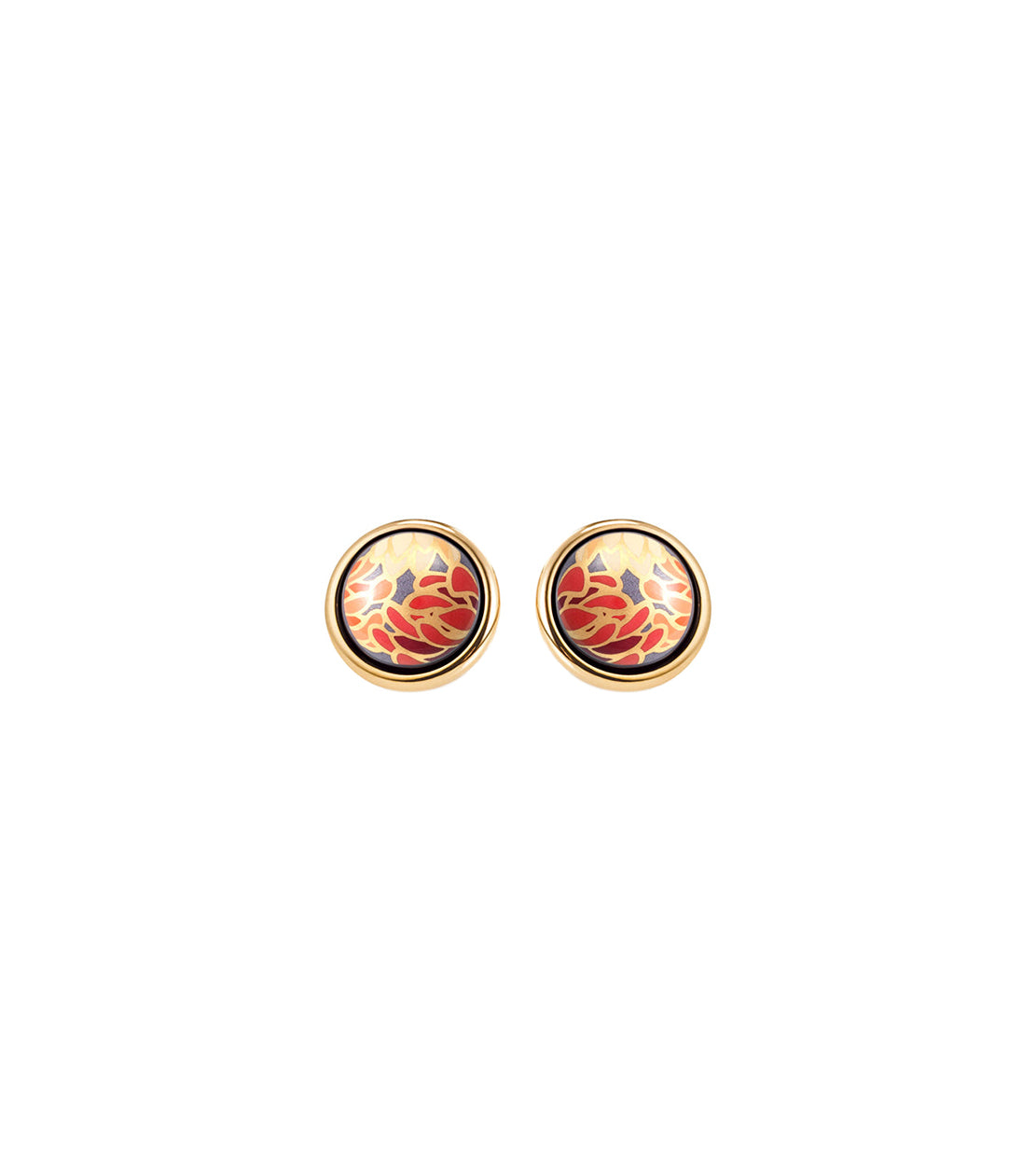 Boucles d'oreilles Cabochon plaqué à l'or 24 carats - Orange & Or