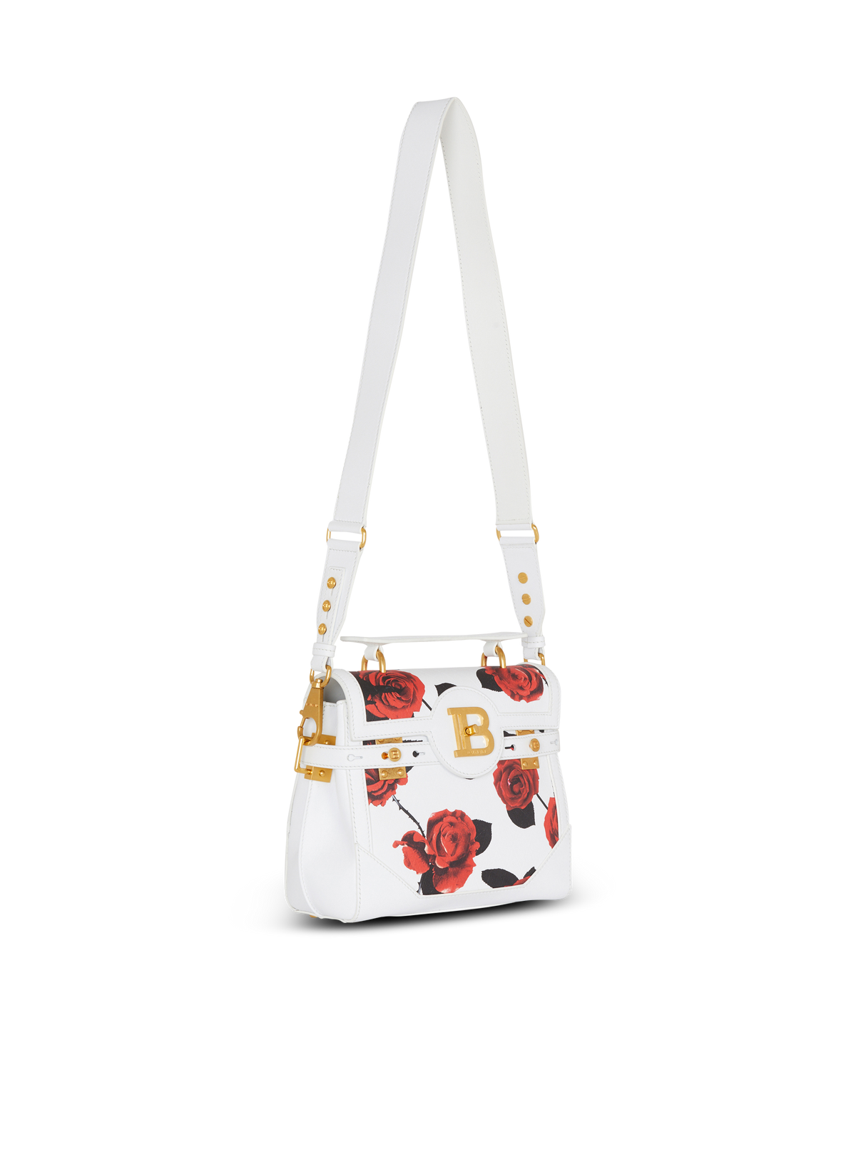 Sac b-buzz 23 en cuir de veau imprimé roses - Noir