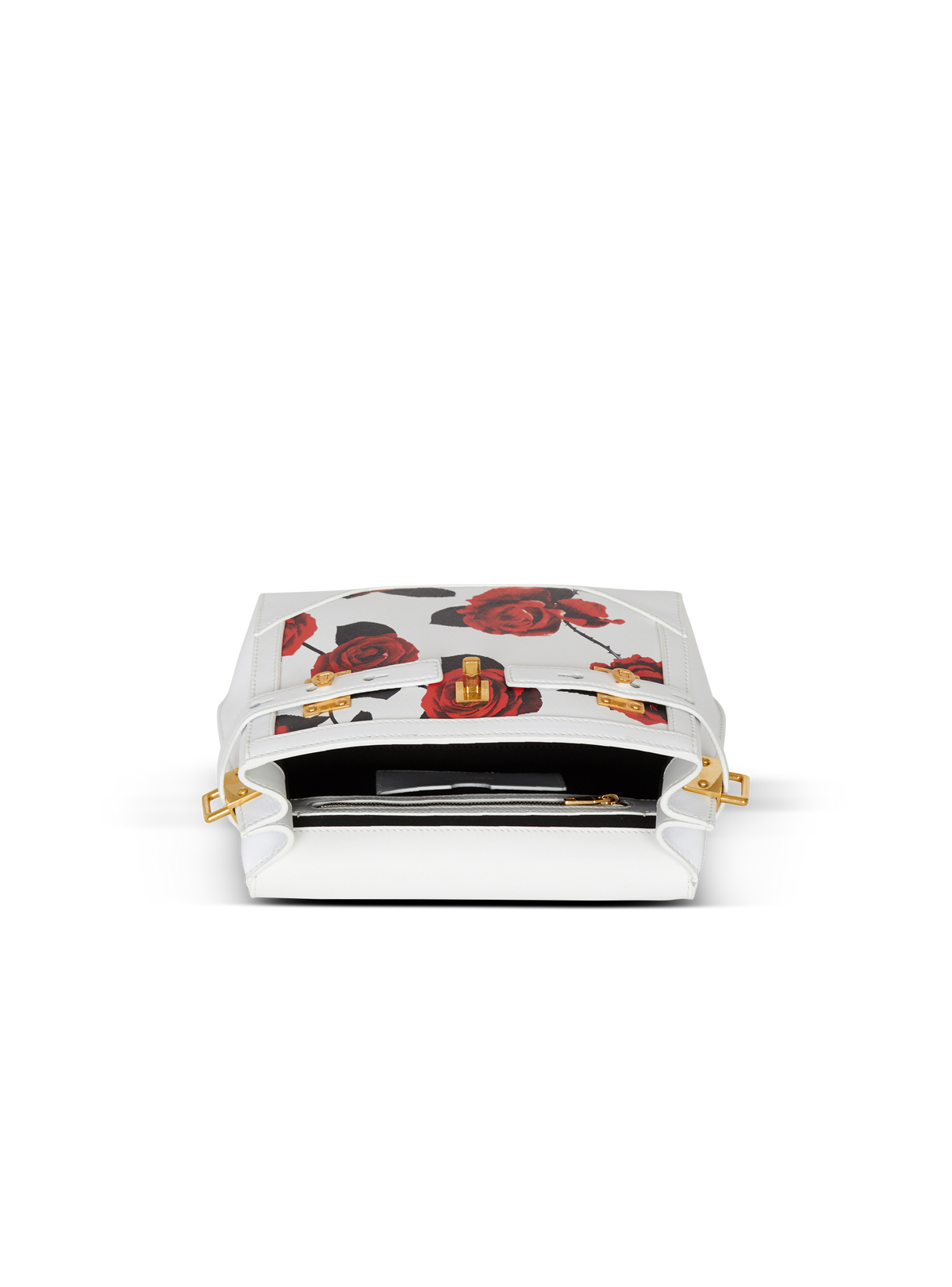 Sac b-buzz 23 en cuir de veau imprimé roses - Noir