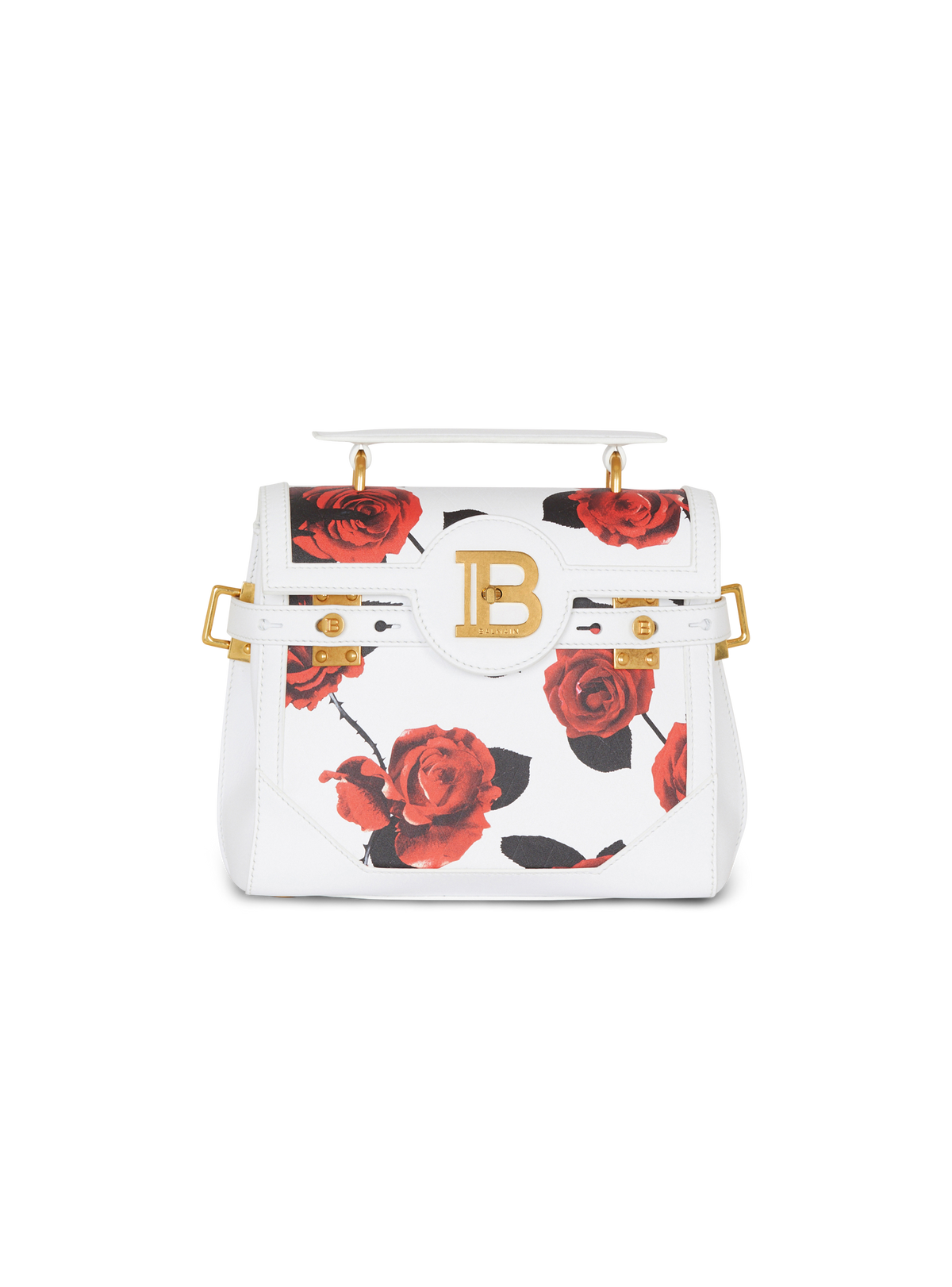 Sac b-buzz 23 en cuir de veau imprimé roses - Noir
