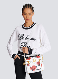 Sac b-buzz 23 en cuir de veau imprimé roses - Noir