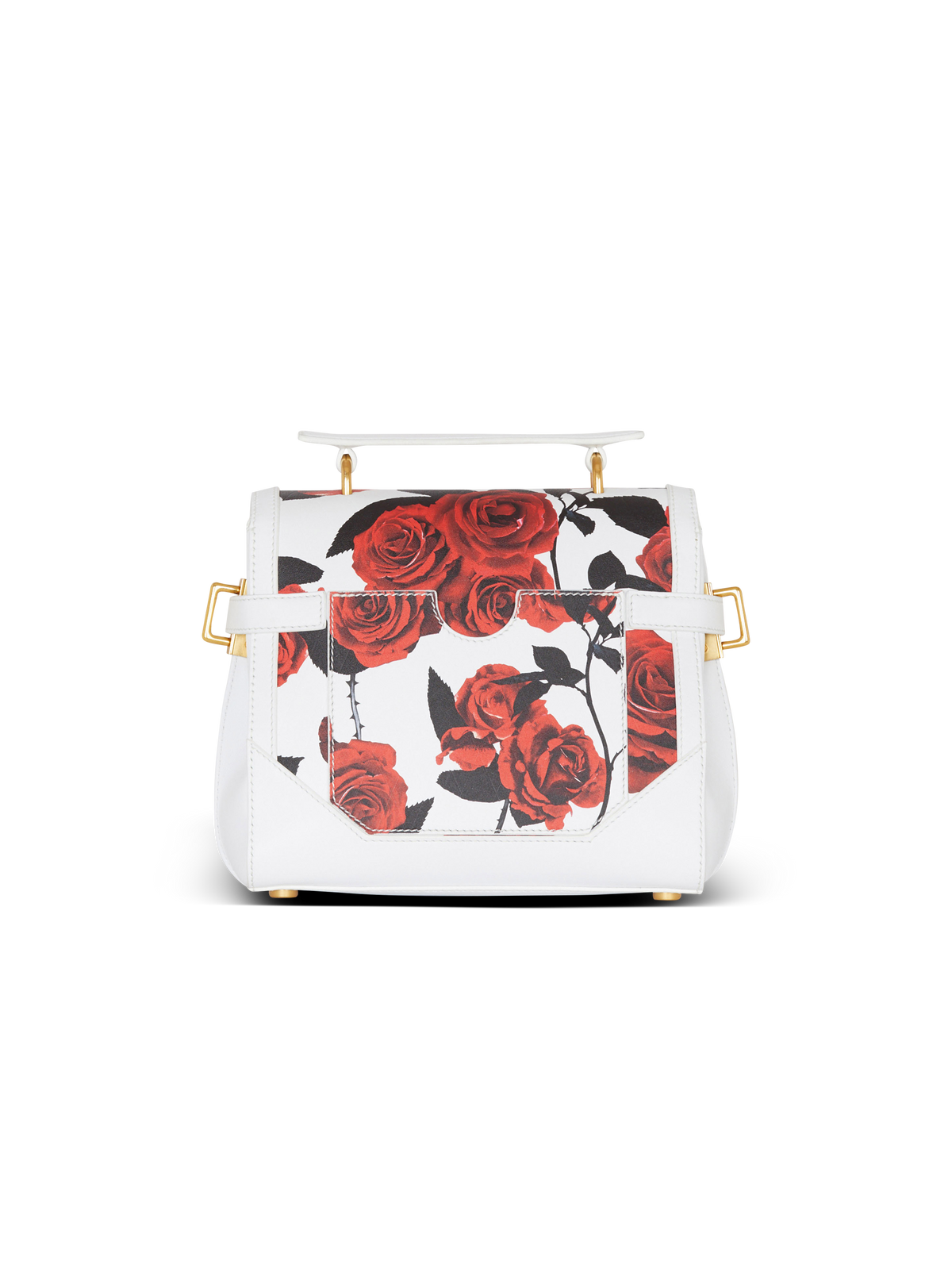 Sac b-buzz 23 en cuir de veau imprimé roses - Noir