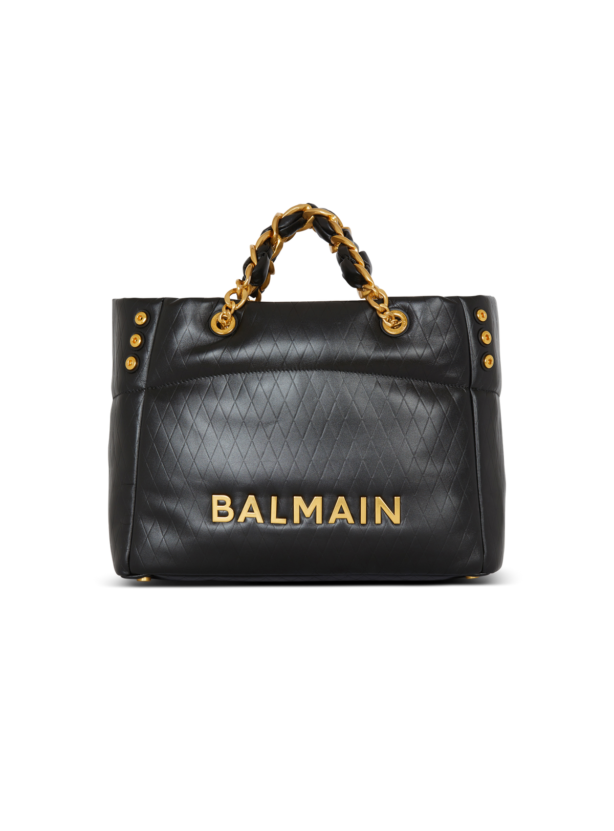 Sac cabas 1945 soft en cuir de veau embossé diamant - Noir