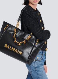 Sac cabas 1945 Soft en cuir de veau embossé - Noir