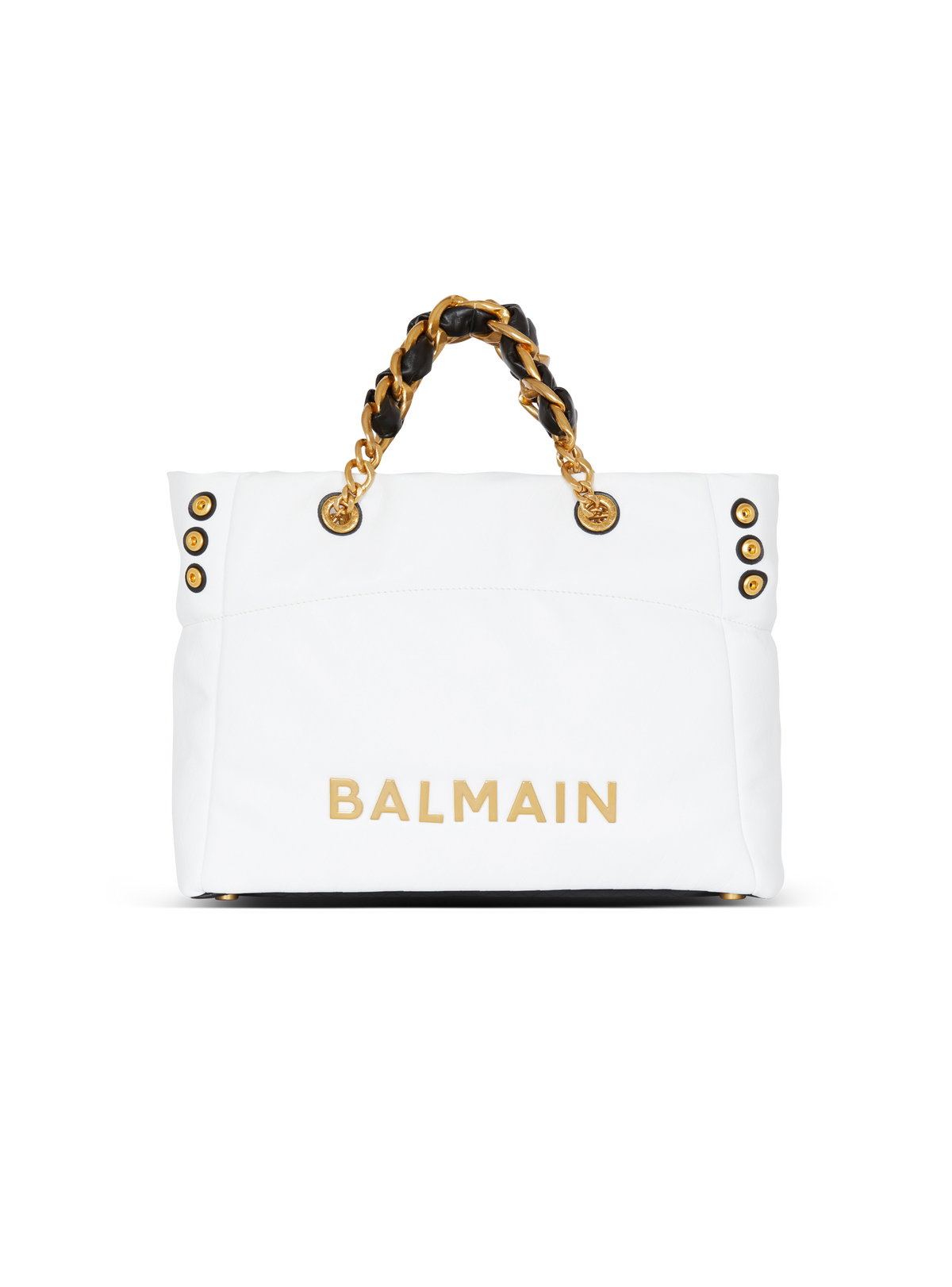 Sac cabas 1945 soft en cuir de veau embossé diamant - Blanc & Noir