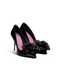 Escarpins ruby en cuir verni à fleur - Noir