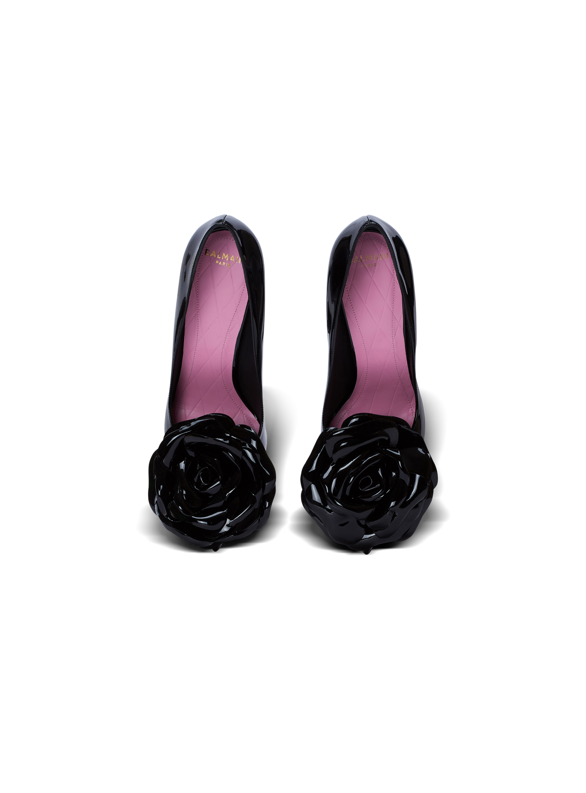 Escarpins ruby en cuir verni à fleur - Noir