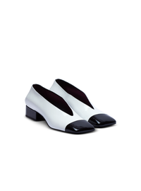 Ballerines eden bicolores en cuir verni - Noir & Blanc