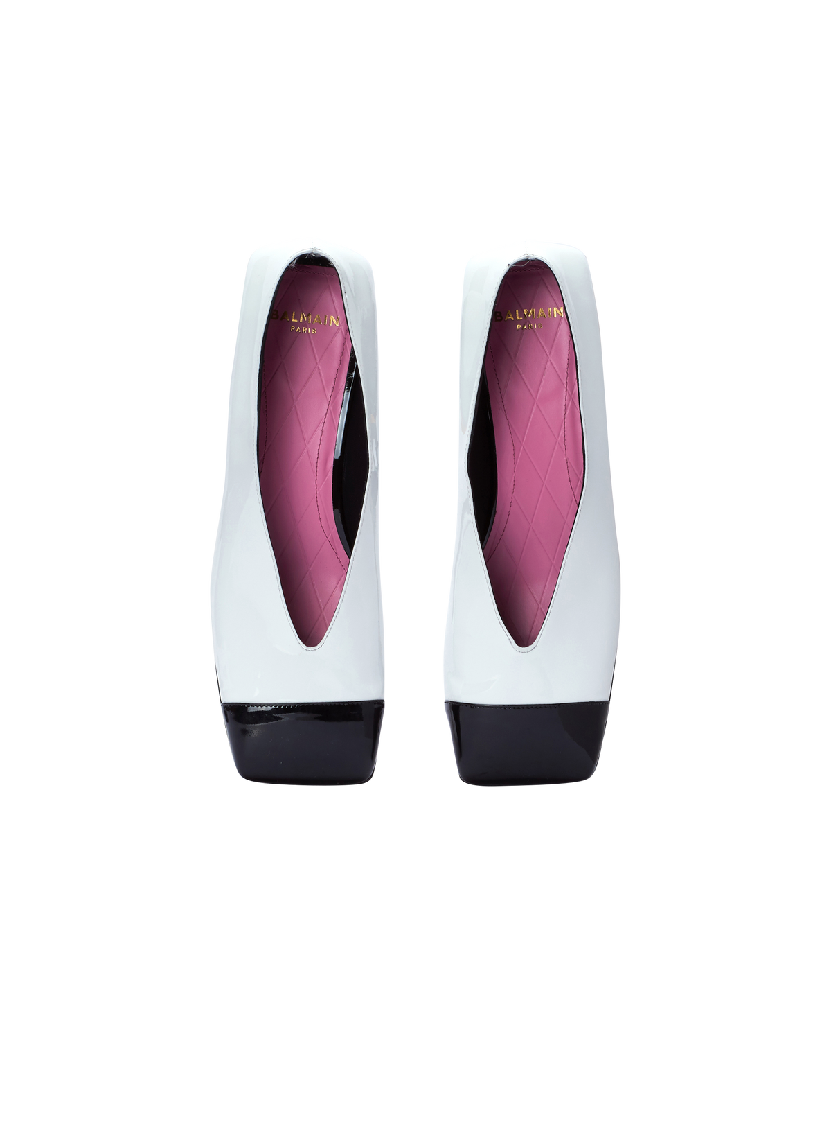 Ballerines eden bicolores en cuir verni - Noir & Blanc