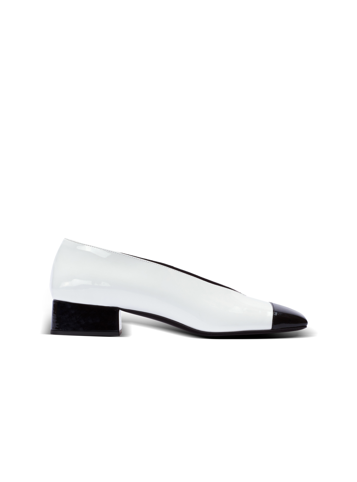 Ballerines eden bicolores en cuir verni - Noir & Blanc