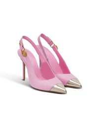 Escarpins eva en cuir de veau embossé grid - Rose