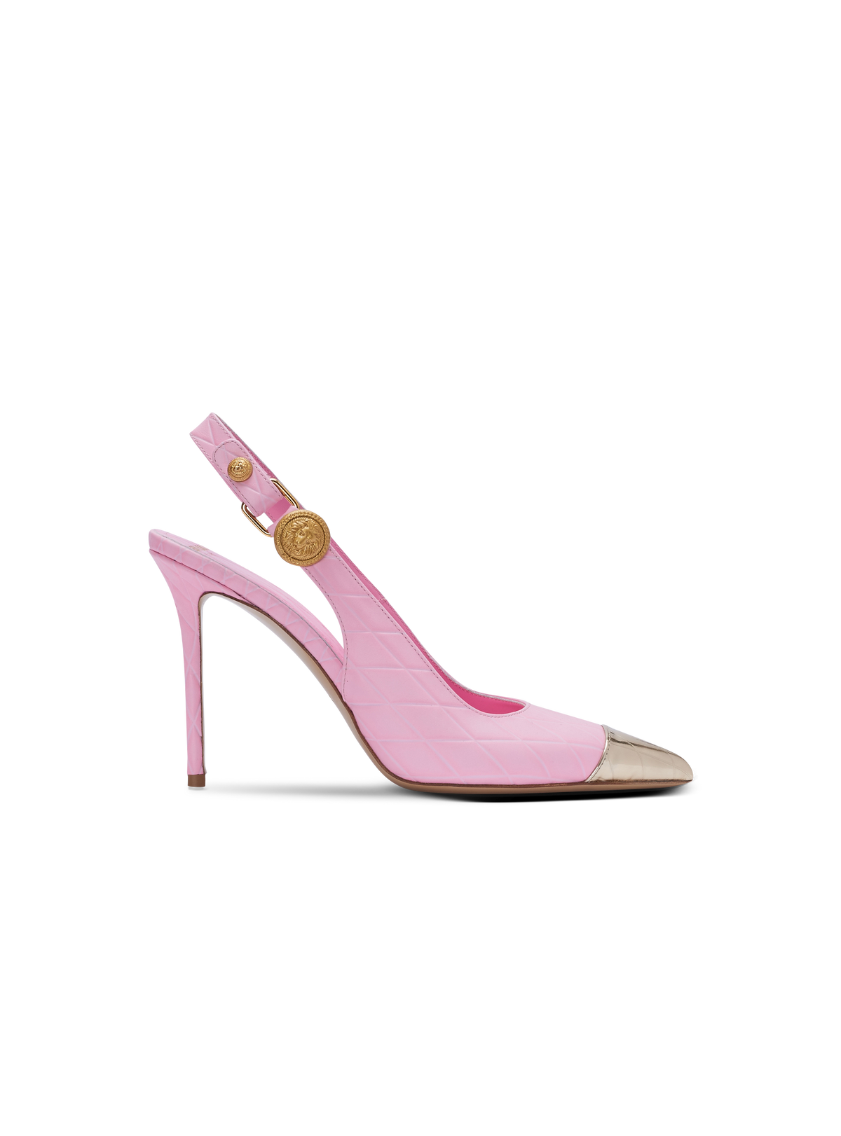 Escarpins eva en cuir de veau embossé grid - Rose