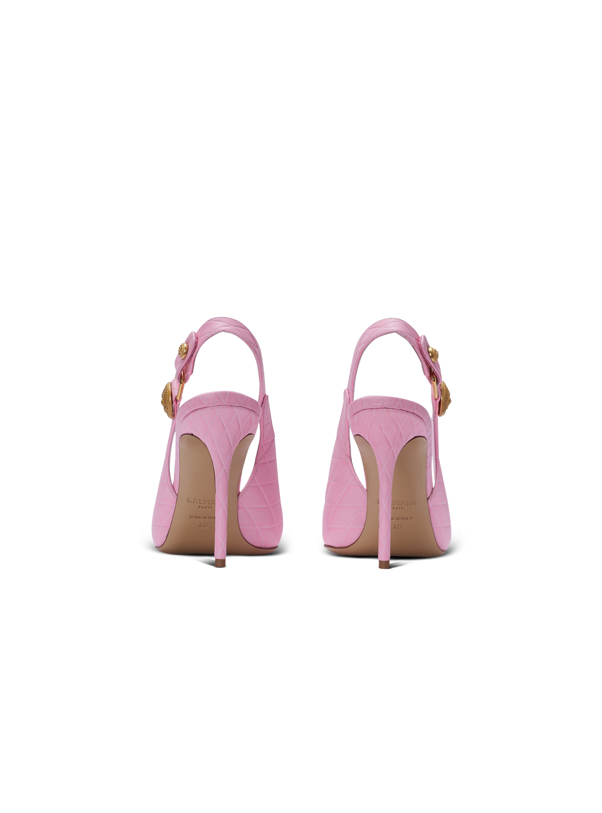 Escarpins eva en cuir de veau embossé grid - Rose