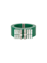 Manchette en laiton et strass - Cristal & Vert Emeraude